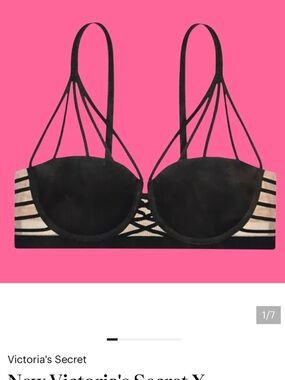 Victoria's Secret Black Strappy Push-Up Bra with Nude Lining
